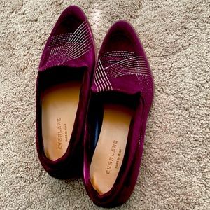 Everlane Maroon Velvet Modern Embroidered Loafer